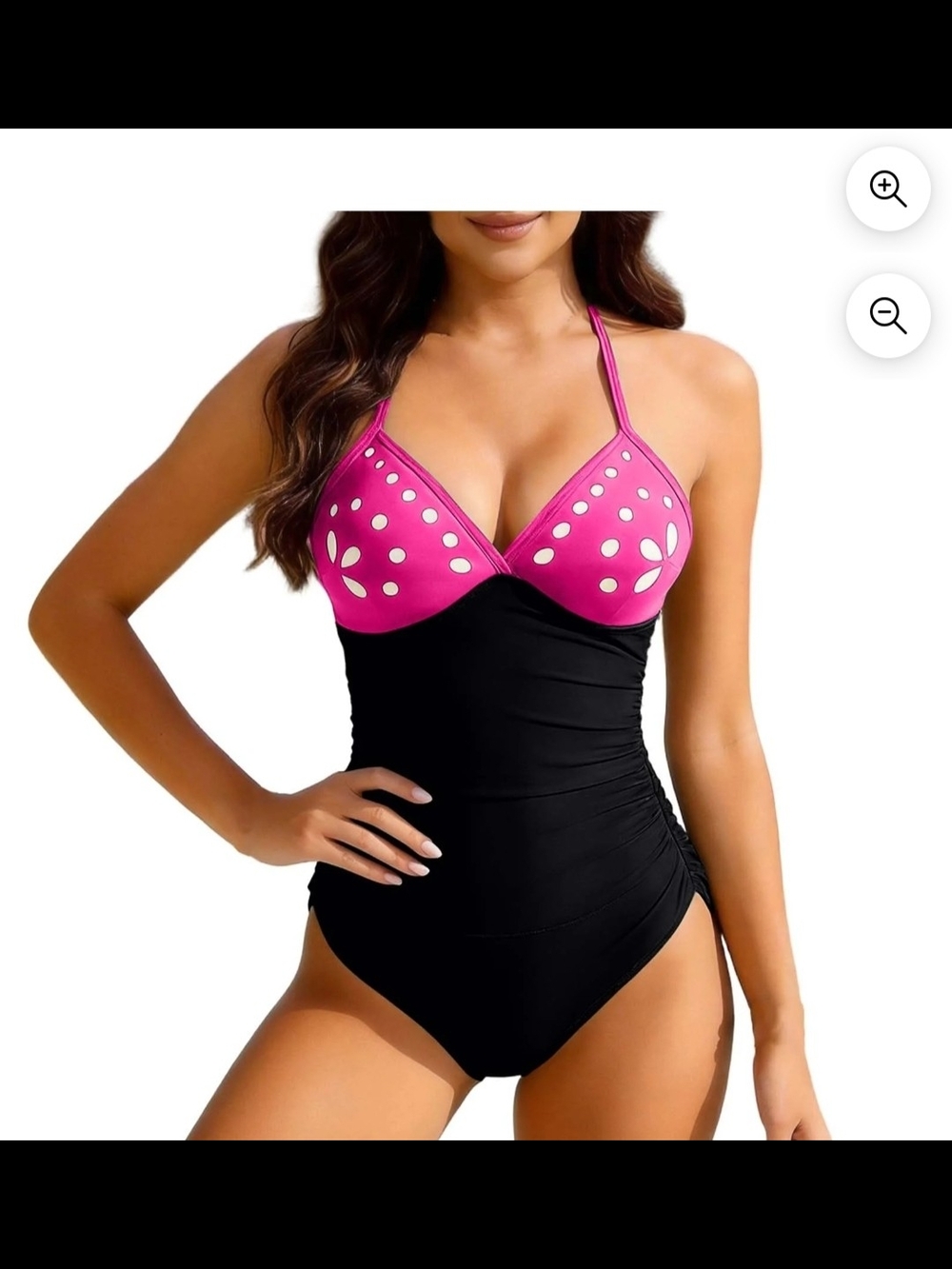 Blooming Jelly Pink and Black Floral One-Piece Swimsuit Size M Women's